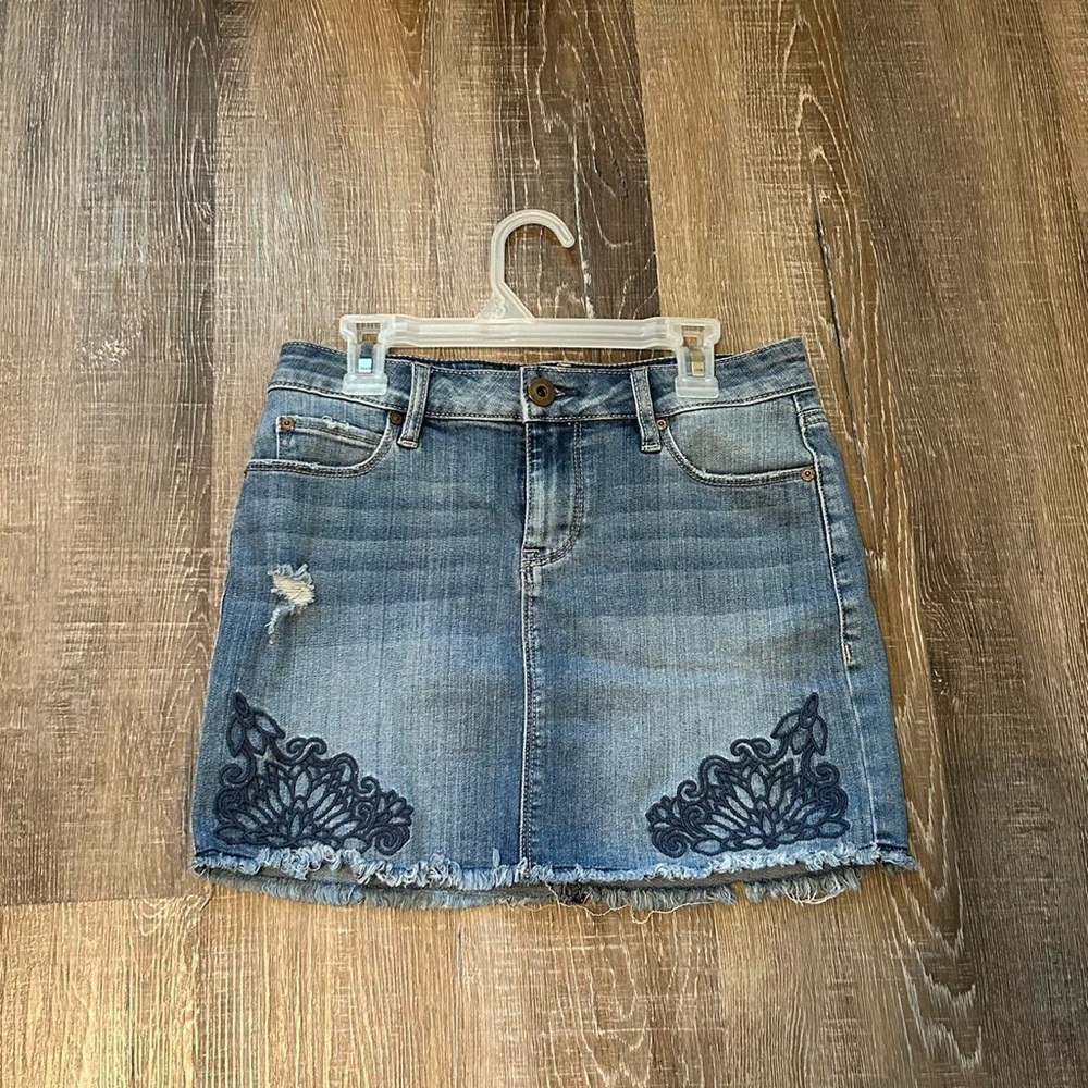 American Rag Blue Denim Skirt with Black Lace